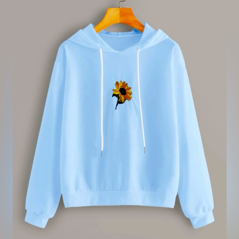 floral hoodie with no drawstrings